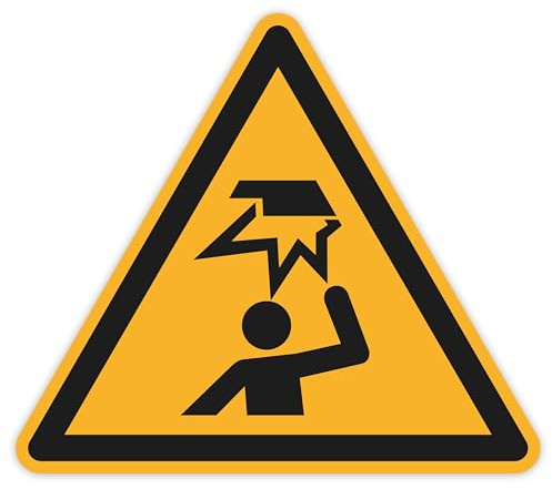 Schild Warnzeichen 25mm - DIN EN ISO 7010 - ASR A1.3 - Für Innen und Aussen - 2,5cm - PVC Aufkleber - selbstklebend (25, W020 Warnung vor Hindernissen im Kopfbereich)