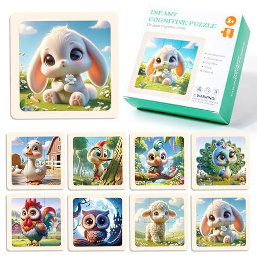 LUMIN TUTU Kinderpuzzle 8 Stück, Puzzle Kinder & Puzzle ab 3, Spielzeug ab 2 Jahre Lernspielzeug | Puzzle 6 Teile Geeignet für Jungen und Mädchen ab 2 3 4 5 Jahren(Haustiere)