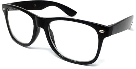 WS UK Adults Clear Lens Glasses - Unisex with UV400 Protection (Black)
