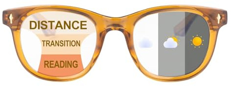 SKYWAY Gleitsichtbrille Photochrome Progressive Multifocus Anti-Blaulicht Lesebrille Herren Damen Federscharnier Computerbrille Lesehilfe Selbsttönend Sonnenlesebrille UV400 Schutz 1.5,Braun