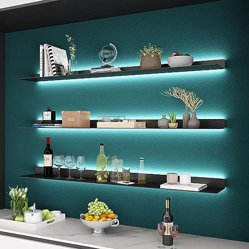 LED-Schweberegal aus Metallmaterial, schwebende Regale mit Lichtern, Pflanzenregal oder Bücherregal, Wandregal für gewerbliche Bar, 100 x 20 x 6 cm