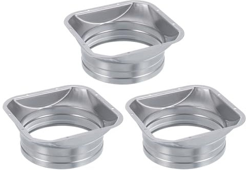 PATIKIL 6 Inch Duct Connector Flange, 3 Pcs Metal Straight Pipe Flange Square to Round Interface Air Duct for Heating Cooling Ventilation HVAC System