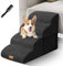 Hundetreppe für Kleine Hunde, Masthome 4 Stufen 50cm Hoch Hunderampe, Haustiertreppe mit Waschbarer Bezug, Katzentreppe aus Schwämm, Ideal für Sofa, Bett,Schwarz