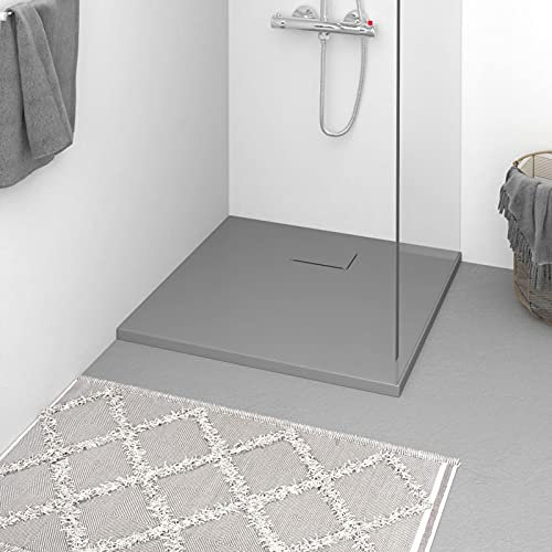 JUDYY Duschwanne SMC Grau 90x90 cm, Duschtasse, Deckendusche, Duschboden, Dusch Tassen
