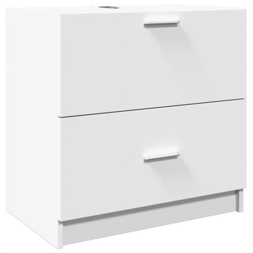 vidaXL Waschbeckenunterschrank, Unterschrank für Badezimmer, Badschrank mit Stauraum, Badezimmerschrank Waschtischunterschrank, Weiß Holzwerkstoff