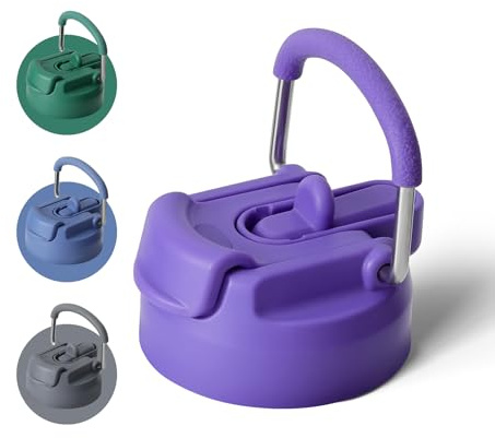 BOTTLE BOTTLE Straw Lid Replacement Cap for Hydro X 16 OZ, 24 OZ, 32 OZ, 40 OZ Water Bottle with Pill Box Portable Carrying Handle Lid (Purple)