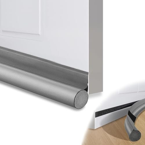 2 Piezas Burlete Puerta Entrada,90cm Burlete Bajo Puerta,Burlete para Puertas para Aislante Frio Viento Polvo,Cuero es Fácil de Limpiar (Gris)