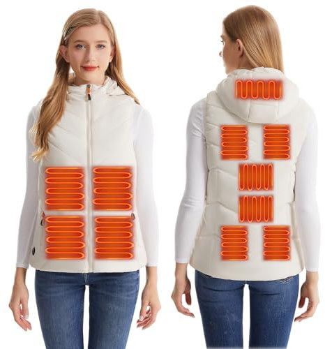 Monave Women Heated Gilet Heated Vest 11 Heating Pads Heated Body Warmer for Motorcycle Fishing Skiing Outdoor Activities Package don’t include power bank