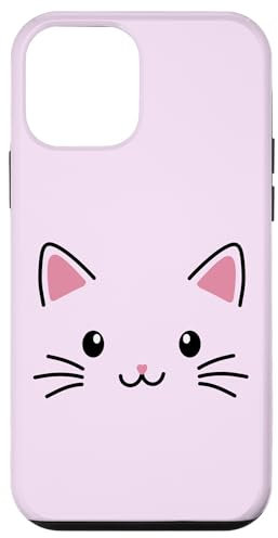 Hülle für iPhone 12 mini Cute Kawaii Cat Face,Funny Cat Pastel Light Pink Cat Design