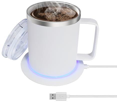 JAYIJAXIN USB Coffee Tea Mug Warmer Set with 12oz Insulated Cup 131-140°F