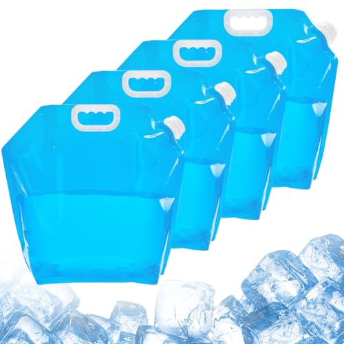 CREATCABIN 4 Packs 10L Water Container Bag Free No-Leak Foldable Plastic 2.64 Gallon Water Container Water Storage No-Leak Clear Plastic Storage Jug Freezable for Camping Hiking Travel Swimming Pool