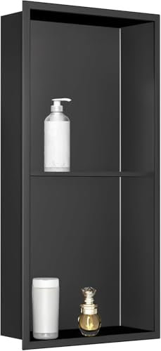 Nicchia Doccia 60 X 30 Doppio Strato: Acciaio Inox Nero Mensola Doccia Impermeabile Incasso Nicchia per Parete - Bagno Bagno Nicchia Inserita A Muro