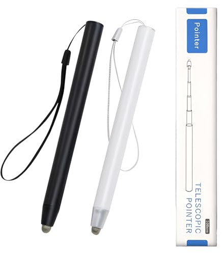 Eiflayn Puntero Telescópico,2 Piezas Punteros Presentaciones con 2 Cordones,Porra Extensible hasta 100 cm,Utilizarse como Bolígrafo Capacitivo,para Reuniones,Aulas,Teléfonos y Tabletas