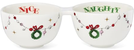 Lenox 898095 Merry Grinchmas Naughty or Nice Double Dip Bowl, Christmas Dish, Festive Holiday Serveware
