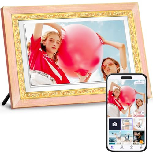 Cornice fotografica digitale WiFi, 10,1 pollici, IPS HD, touch screen, display Smart Photo con app Uhale (rosa)