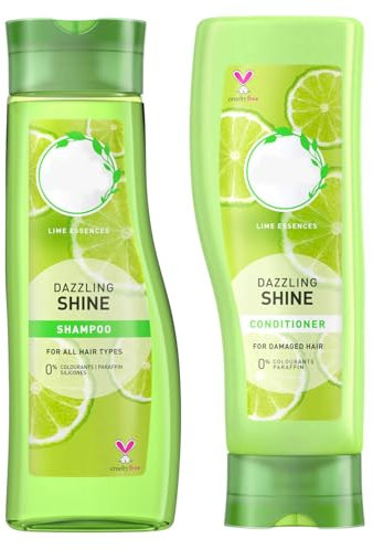 Herbal Essence Dazzling Shine Shampoo & Conditioner Bundle (2 x 400 ml) – Shine-Enhancing Hair Care for Dull or Damaged Hair – Silicone-Free, Cruelty-Free Formula with Natural Lime Essence