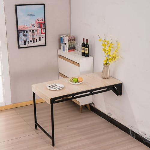 MESCXTY Klappbarer Wandtisch mit Klappblatt, Schreibtische für kleine Räume, Wäscheklappbar, schwebender Schreibtisch, Homeoffice, Esszimmer, Küche (Beige)