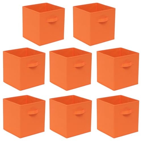 BonChoice Foldable Storage Cube Box (8, Orange, 30x30x30cm)