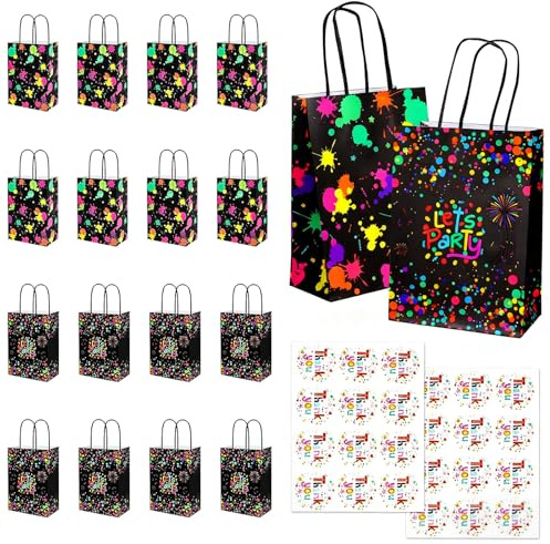 16 sacchetti regalo decorativi per feste di compleanno per bambini, piccoli sacchetti di carta con manico luminosi, sacchetti regalo di compleanno per bambini, per carnevale