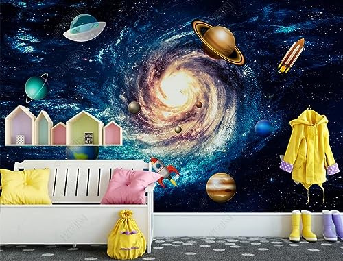 Fototapete Weltall 200x140cm Tapete 3D Effekt Tapeten Vliestapete Wandbilder Schlafzimmer Wanddeko Kinderzimmer Wohnzimmer -MIWEI Wallpaper-ZXY-24320