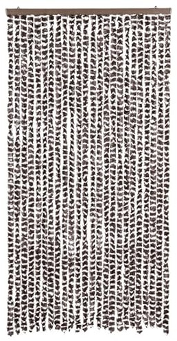 Rideau anti-insectes, marron et blanc, 100 x 230 cm, tissu chenille 100 % polypropylène, moustiquaire pour fenêtres et portes, respirant et durable, parfait pour la maison et le jardin