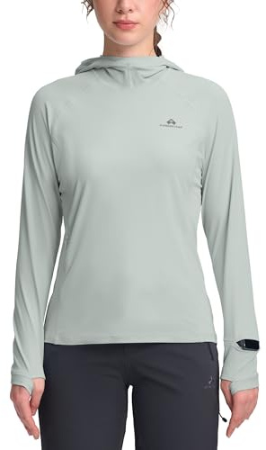 Pioneer Camp UV-Shirt Damen Langarm mit Kapuze UPF 50+ Atmungsaktiv | Schnelltrocknend, Daumenlöcher, Antistatisch, Öffnung für den Pferdeschwanz, Uhrenfenster-Design, für Wandern und Angeln