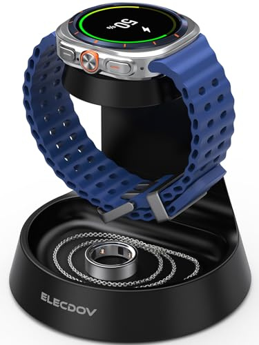 Cargador para Samsung Galaxy Watch, Base de Carga para Samsung Watch 8 y Organizador de Mesilla para Galaxy Watch Ultra 7 6 5 4 FE - Estación de Carga Inalámbrica con Bandeja para Joyas