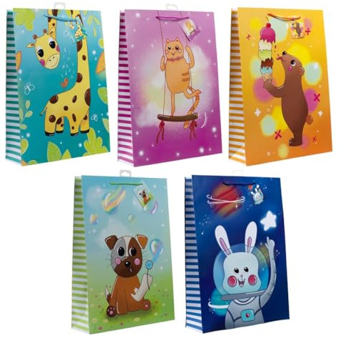 Laro Jumbo Geschenktüten 10-100 Stk Jumbo Smile, Anzahl:40, Muster Tüten:Tierabenteuer Bunt