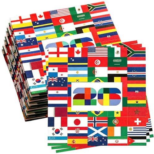 40 Stück Flaggen Der Welt Papierservietten, Weltflaggen Welt Serviettens, Länderflaggen Servietten Geburtstag, Fussball WM 2026 Tischdeko Papier Servietten, Internationale Weltflaggen Party Dekoration