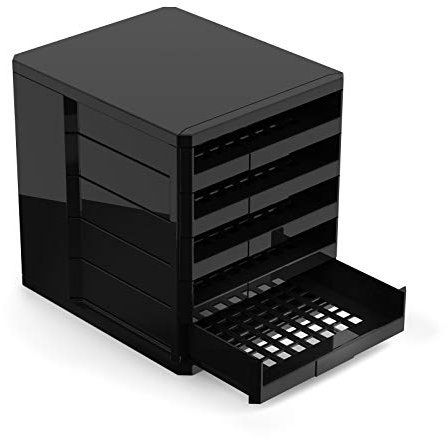 SO-TECH® Büroablage Schubladenbox mit 5 ausziehbaren Ablagen schwarz 275 x 320 x 330 mm