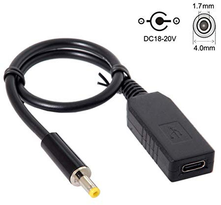 Cablecc UC-101 USB 3.1 Tipo C USB-C a DC 20V 4.0 1.7mm Enchufe de alimentación PD Emulador Cable de carga para portátil