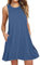 OMZIN Damen Swing Kleid A Linie Lose Casual Strand Tank Sommerkleid Dunkelblau XL