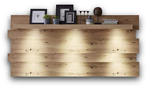 Stella Trading LOFT-TWO Großes Wandboard in Artisan-Eiche Optik, graphit - Hochwertiges & vielseitig einsetzbares Wandregal - 202 x 93 x 24 cm (B/H/T)