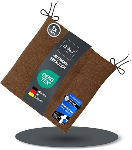 LILENO HOME 1er Set Stuhlkissen Braun (40x40x4,5 cm) - Sitzkissen für