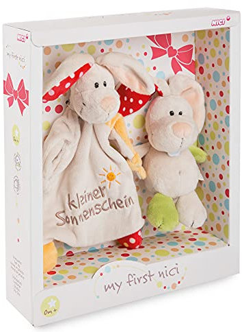 NICI Geschenkset für Babys & Kleinkinder – Schmusetuch & Schmusetier Hase Tilli 18cm Kleiner Sonnenschein in toller Geschenkbox (25x25 cm) Baby Geschenke ab 0+ Monaten – Kuscheltier und Kuscheltuch