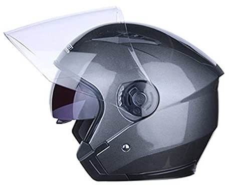 Jet Motorrad-Helm Erwachsener Motorradhelm Rollerhelm Mit Doppelvisier Jethelm Herren & Damen Atmungsaktiver Mopedhelm Scooter Moped Mofa Helm Offenes Helm ECE/DOT Zertifiziert,Grau,XL