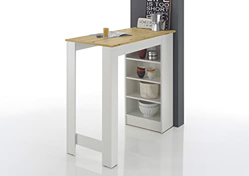 moebel-dich-auf Bartisch Stehtisch Rosalyn I Mojito mit Regal in Weiss/Artisan Eiche in 115 * 50 cm