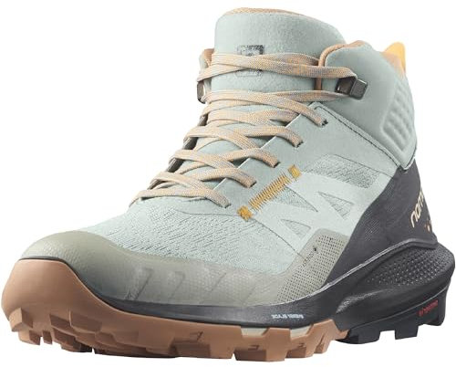 Salomon Women's OUTPULSE Mid Gore-Tex Hiking Boots for Women, Wrought Iron/Ebony/Blazing Orange, 5 UK