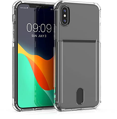 kwmobile Crystal TPU Case Compatible with Apple iPhone X/XS - Protective Phone Case with ID Card Slot Holder - Transparent
