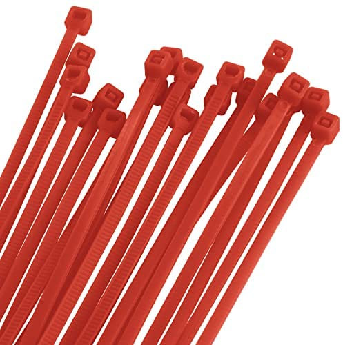 OSXCAUES 20 Pièces collier de serrage plastique serre-câbles 7,2 mm x 300 mm - Rouge - Résistant aux UV - Auto-bloquants - Multifonctions - Résistance à la traction - Pour la gestion des câbles