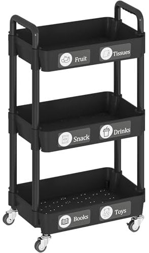 Dttwacoyh,3 tier storage trolley,kitchen trolley,bar cart,storage trolley on wheels, For Kitchen, Bathroom, drawing room,Black