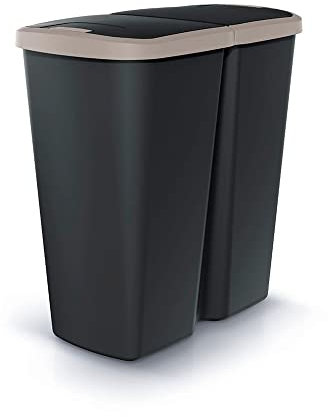 KEDEN Poubelle avec 2 couvercles indépendants 45L Compacta Q duo 48X28X51 cm