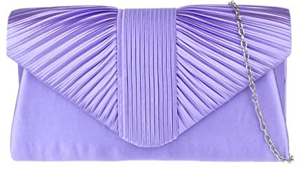 Girly Handbags Womens Pleated Satin Clutch Bag Medium Lilac