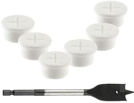 Jersvimc 12Pcs Rubber Wire Cord Grommets with Spade Drill Bit, 1 Inch Cable Hole Cover White Desk Cord Grommet for Office Furniture Wall Organizer