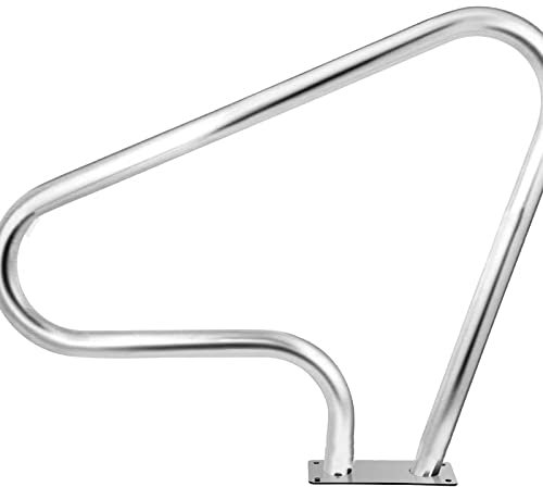 Corrimano di sicurezza per piscina interrata, in acciaio inox 304, umanizzato, con piastra di base a montaggio rapido e accessori per piscine interne/esterne, ingresso inclinato, parchi acquatici, ecc