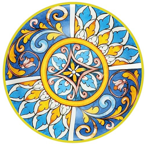 ARCA, Piatto Piano Rotondo in Melamina, Per la Tua Tavola, Decoro Vivace e Moderno, Collezione Portocervo, 41x2 cm