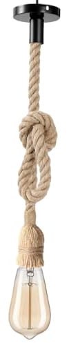 LEDSone Kronleuchter Anhänger Neuheit Seil Vintage Loft Hängende Beleuchtung Lampe Seil Pendelleuchte Deckenleuchte mit E27 Halter (2-Wege-Hanf ohne Zwiebeln) (Hanf mit Knolle)