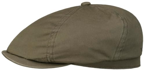 Stetson Cotton Twill Flatcap Gefüttert Baumwolle Atmungsaktiv Unifarben Herren Frühjahr Sommer Oliv XL (60-61 cm)