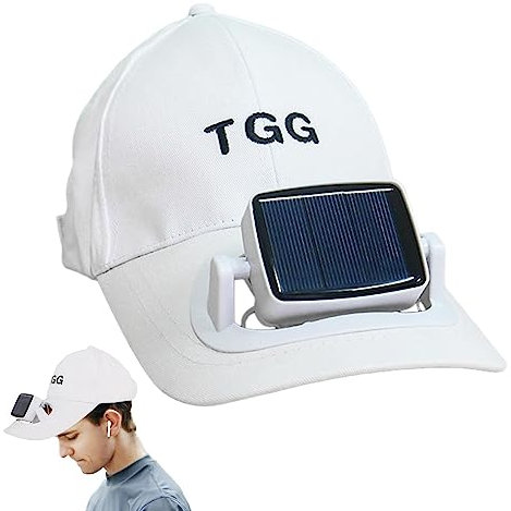 Dirfuny Sun Fan Hat, Fan Hat Baseball Caps Solar Fan, Wide Brim Adjustable Buckle USB Charging Sunvisor Hat for Outdoor Travel Fishing Sport White