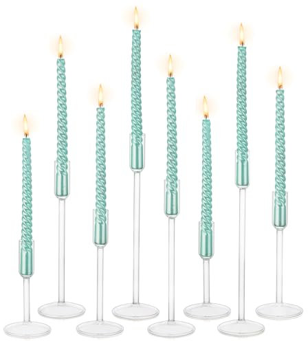 Hewory Kerzenständer Glas Kerzenhalter Stabkerze:8er Set Klar Stabkerzenhalter Hochzeitsdeko Kerzenständer Stabkerzen für Deko Wohnzimmer Weihnachten Tischdeko